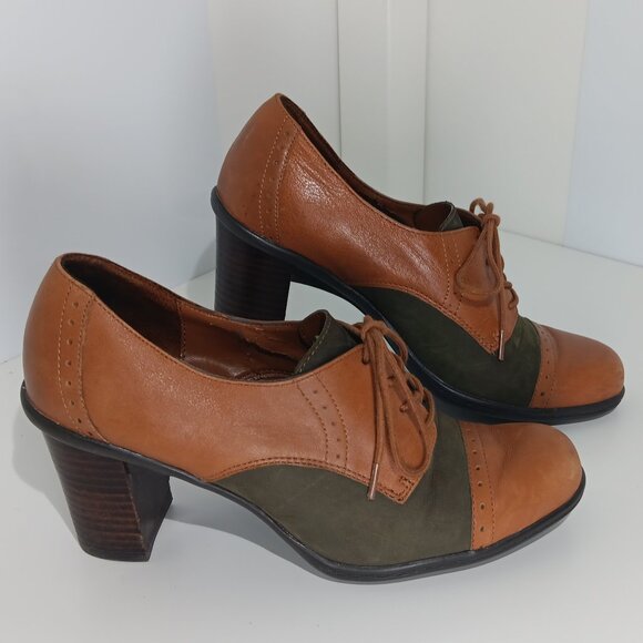 Naturalizer "Kissie", lace-up Oxford stacked heeled shoe, size 7W - Picture 1 of 7